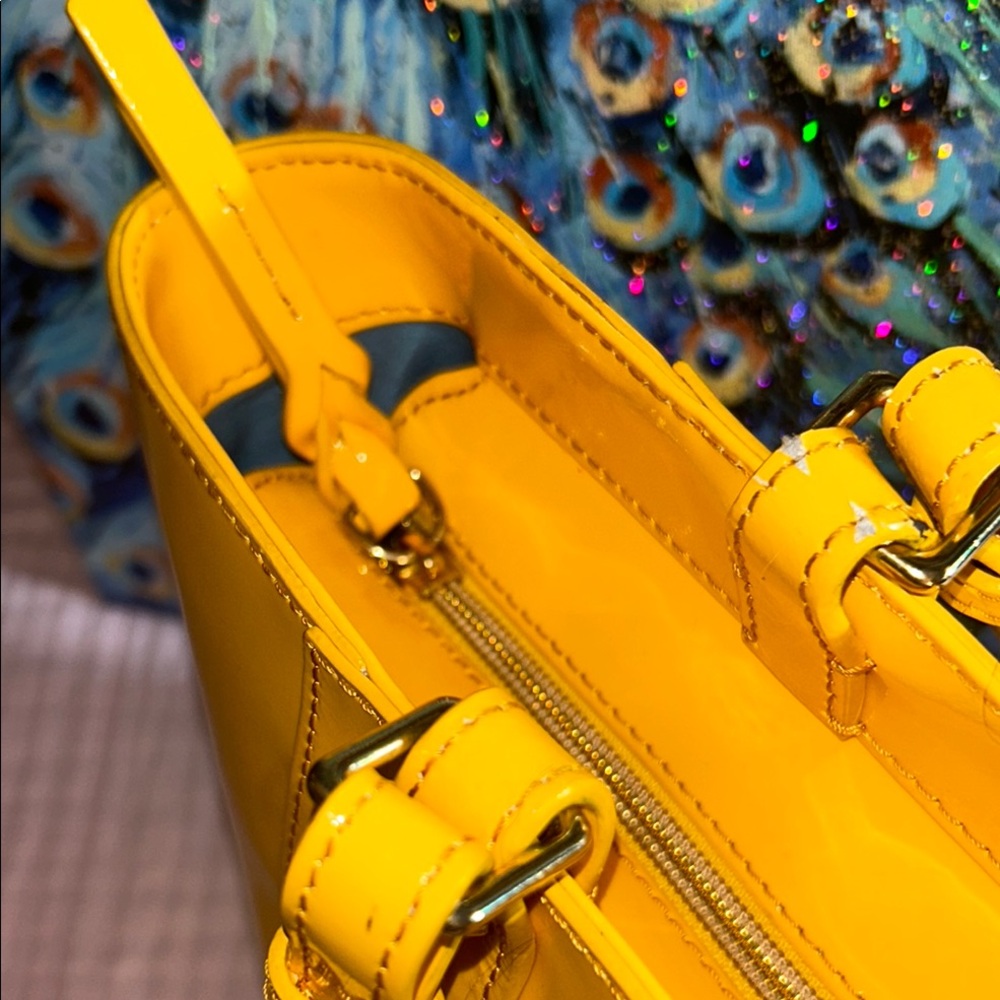 Dooney & Bourke Bright Yellow Patent Leather Tote Bag - Picture 5 of 16